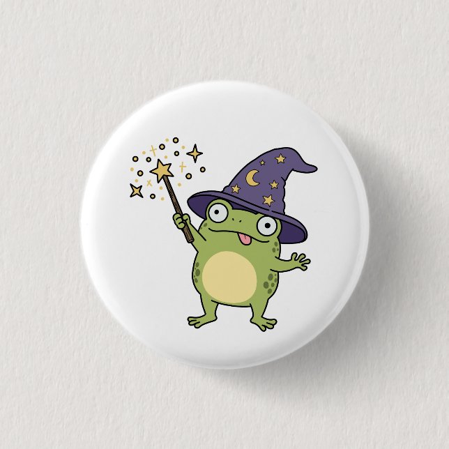 Frog Wizard Casting Spells 3 Cm Round Badge (Front)