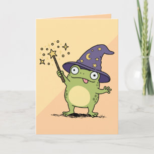 Frog Wizard Casting Spells Card