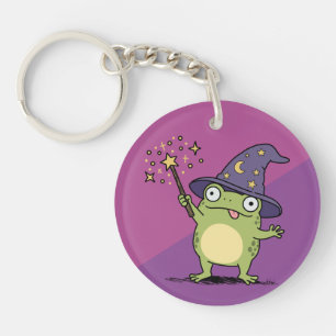Frog Wizard Casting Spells Key Ring