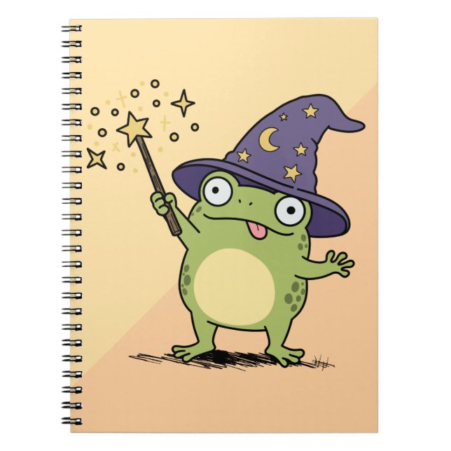 Frog Wizard Casting Spells Notebook (Front)