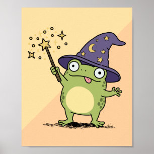 Frog Wizard Casting Spells Poster