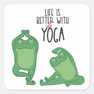 Frog yoga class party  square sticker