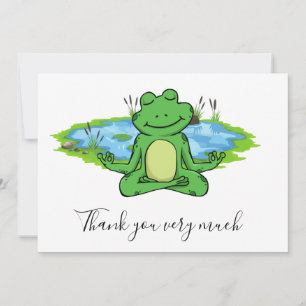 Frog Yoga Thank you card with pond background