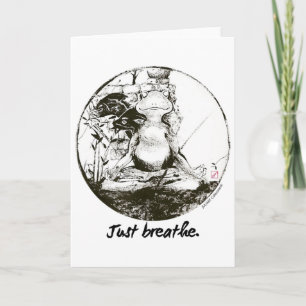 Frog Zen Yoga Just Breath Meditation Art Ink Card