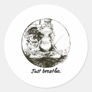 Frog Zen Yoga Just Breath Meditation Art Ink  Classic Round Sticker