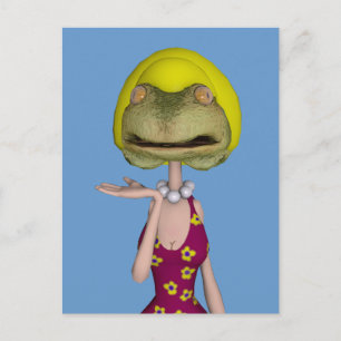 frogface blonde girl postcard