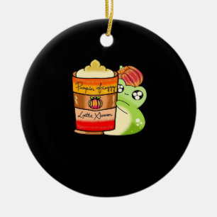 Frogg Drinking Spicy Pumpkin Latte Ceramic Tree Decoration