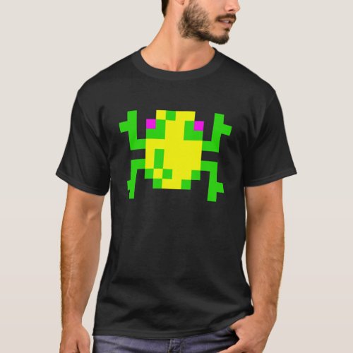 Adults Frogger Pixelated Frog T-shirt, S to 5XL