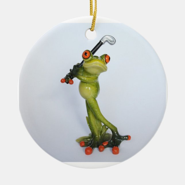 Froggie Golfer Ceramic Tree Decoration (Front)