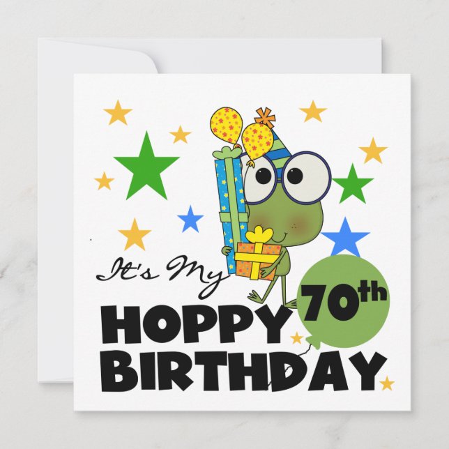 Froggie Hoppy 70th Birthday Card (Front)