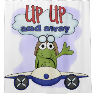 Froggie Pilot in Aeroplane Up Up and Away Shower Curtain
