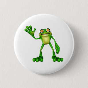 Froggie the Cute Cartoon Waving Frog 6 Cm Round Badge