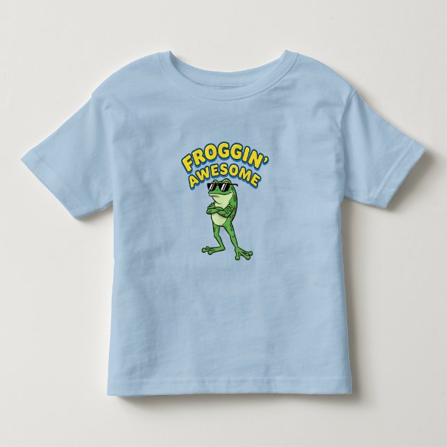 Frogging Awesome Cool Frog Toddler T-Shirt (Front)