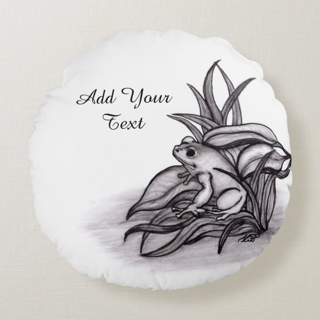 Froggy , Add Your Text Round Cushion (Front)