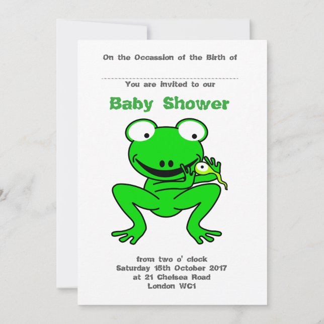 Froggy and Tadpole baby shower Invitation (Back)