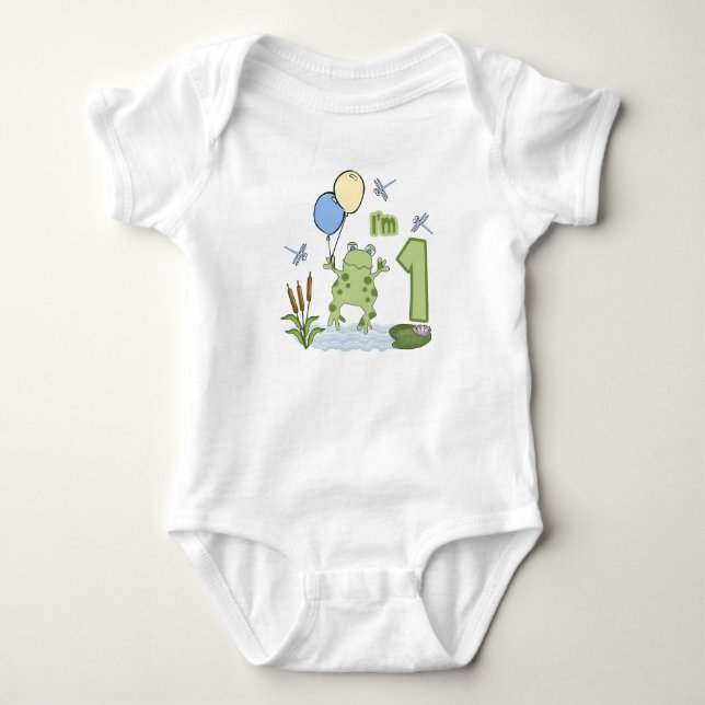 Froggy First Birthday Baby Bodysuit (Front)