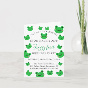 Froggy First Birthday Party Croaking Amphibian Invitation