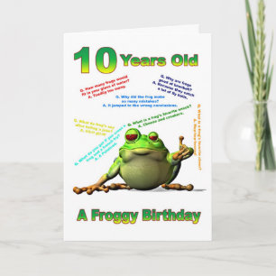 Froggy friend 10th birthday card with froggy jokes