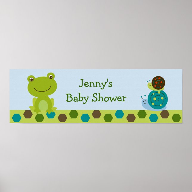 Froggy Frog Snail Baby Shower Banner Sign (Front)
