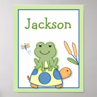 Froggy Frog Turtle Nursery Wall Art Name Print