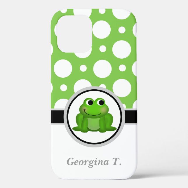 Froggy Green and White Polka Dot Case-Mate iPhone Case (Back)