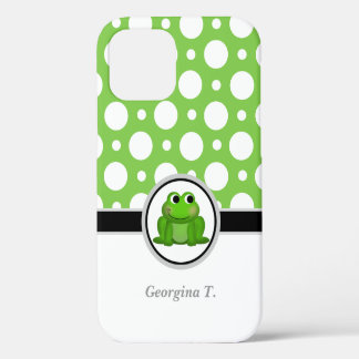 Froggy Green and White Polka Dot iPhone 12 Case