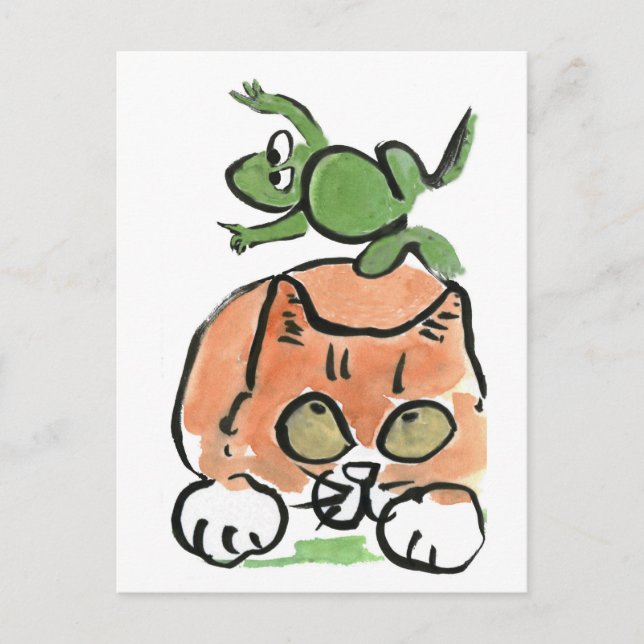 Froggy is Leaping Over the Kitten Postcard (Front)