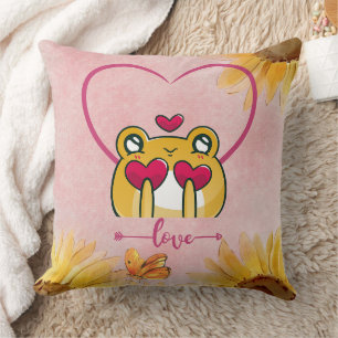 Froggy Love: Hopping Hearts Cushion
