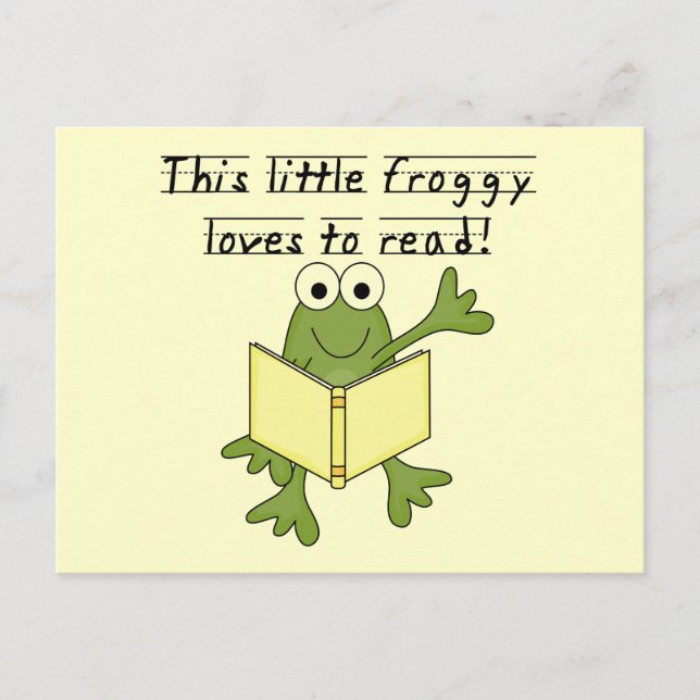 Froggy Loves to Read T-shirts and Gifts Postcard (Front)