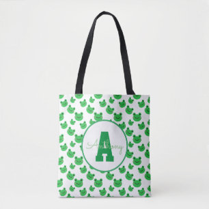 Froggy Monogram Template Kids Back to School Cool Tote Bag