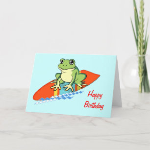 Froggy on a Surfboard Birthday Card