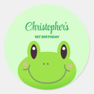 Froggy party Green theme kids birthday  Classic Round Sticker