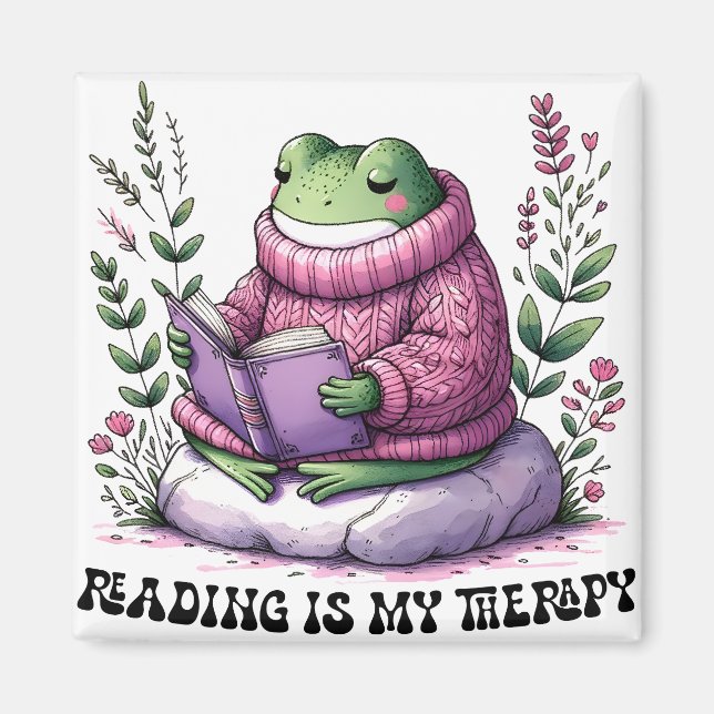 Froggy Reading Is My Therapy Magnet (Front)