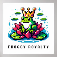 Froggy Royalty Cute Pixel Art Crowned Frog Design