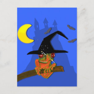 Froggy witch casts a spell postcard