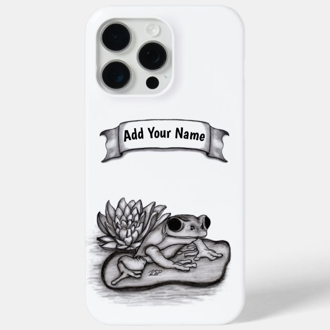 Froggy with Lotus Flower , Add Your Name Case-Mate iPhone Case (Back)
