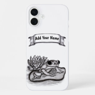 Froggy with Lotus Flower , Add Your Name iPhone 16 Plus Case