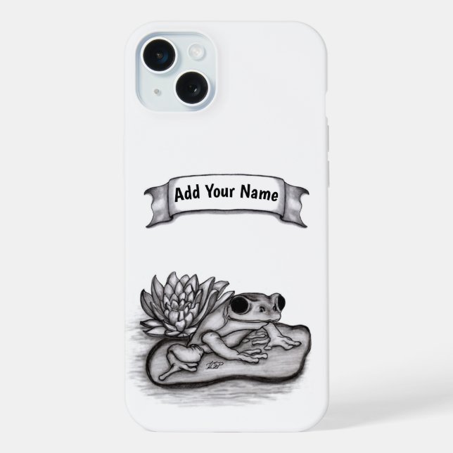 Froggy with Lotus Flower , Add Your Name iPhone Case (Back)