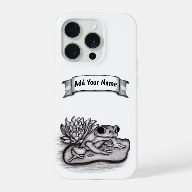 Froggy with Lotus Flower , Add Your Name iPhone Case (Back)