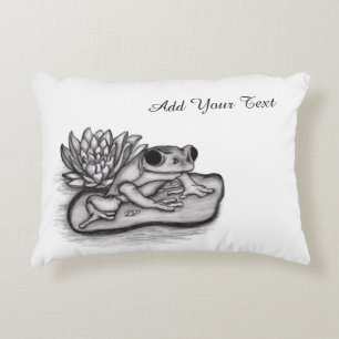 Froggy with Lotus Flower, Add Your Text Decorative Cushion