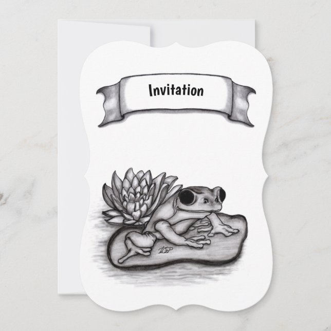 Froggy with Lotus Flower, Add Your Text Invitation (Front)