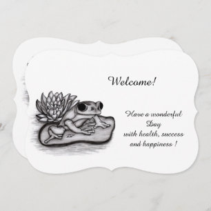 Froggy with Lotus Flower , Add Your Text Invitation