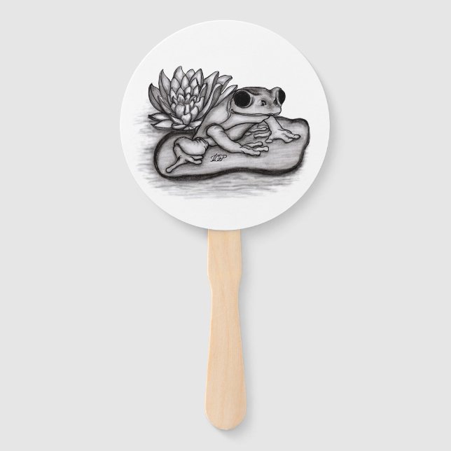 Froggy with Lotus Flower Hand Fan (Front)