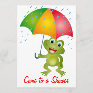 Froggy with Rain Umbrella Shower Invitation
