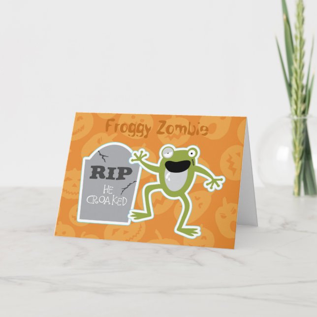 Froggy Zombie Halloween Card (Front)
