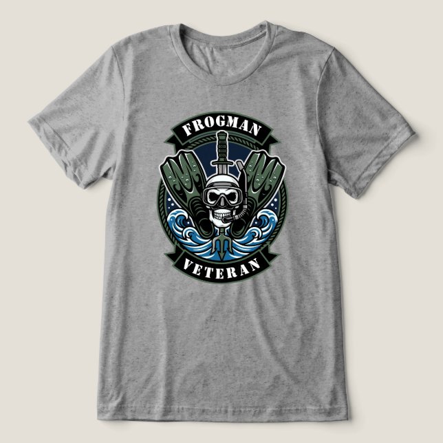 Frogman Veteran Combat Diver Emblem Tri-Blend Shirt (Design Front)