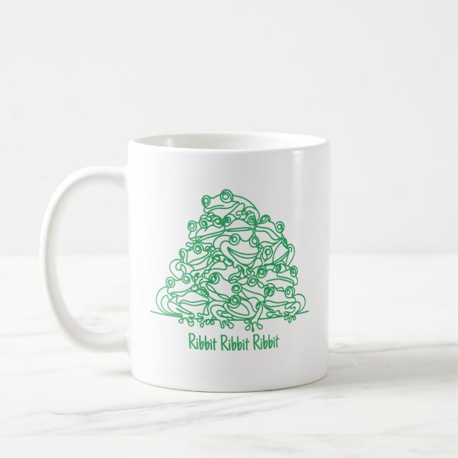 Frogs Abstract Green Line Art Personalised  Coffee Mug (Left)