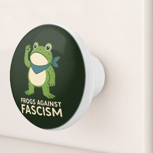 Frogs Against Fascism Portland Frog Protest Ceramic Knob