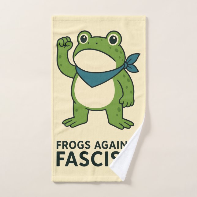 Frogs Against Fascism Portland Frog Protest Hand Towel (Hand Towel)