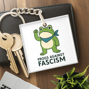 Frogs Against Fascism Portland Frog Protest Key Ring